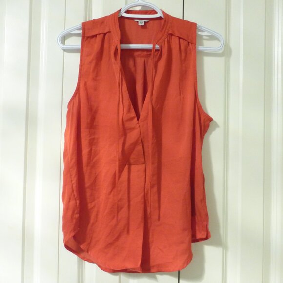 GUESS orange low cut sleeveless top with ties - Picture 1 of 5